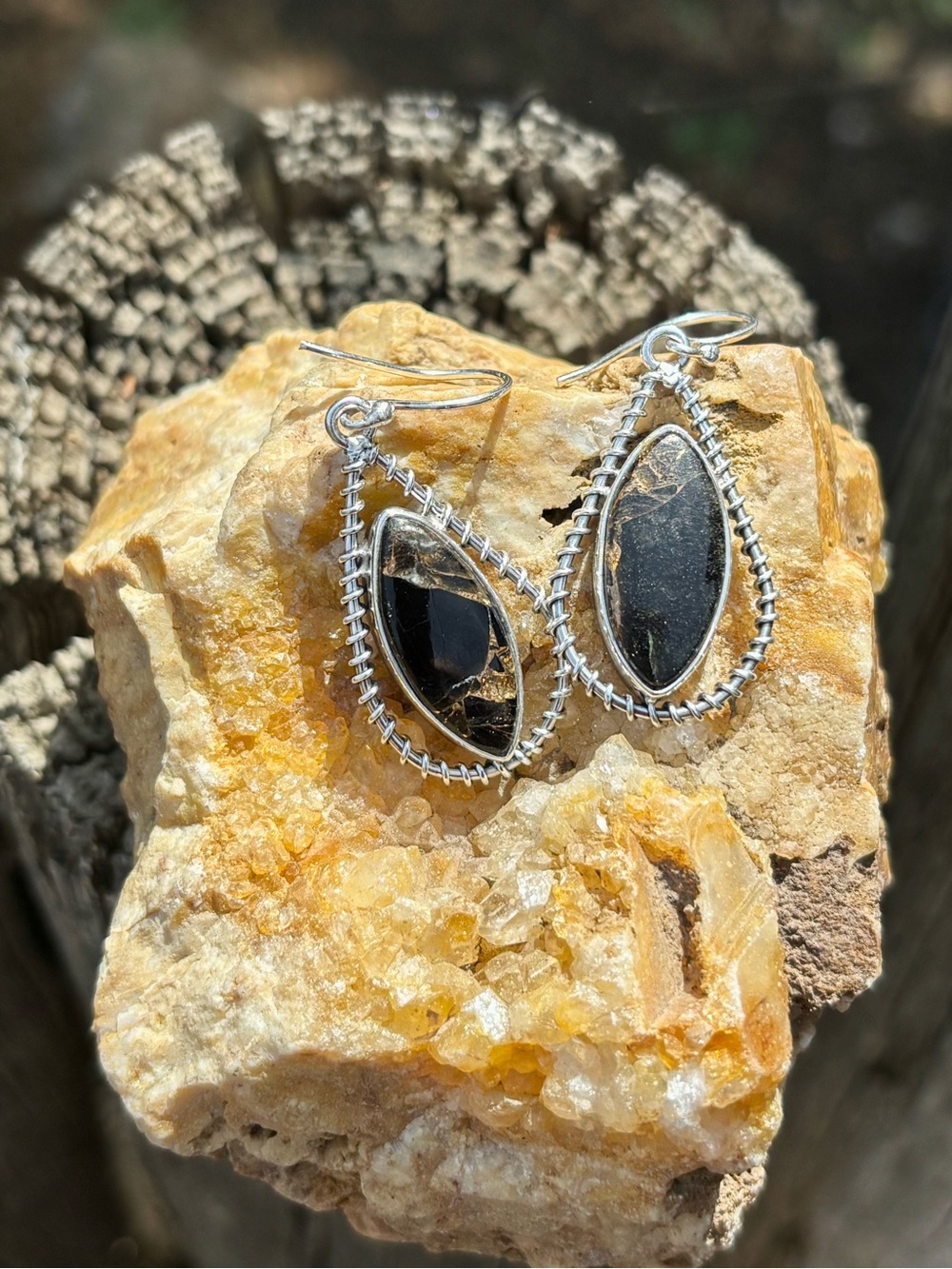 NEW! Black Copper Turquoise Earrings - Picture 2 of 13